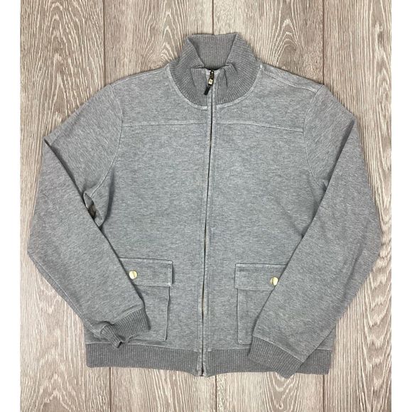Lauren Ralph Lauren Women’s sweater Double pocket‎ Gray M Full Zip - Picture 2 of 7